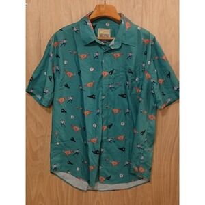 The Sandlot RSVLTS Shirt Mens XXL Green Baseball Dog PF Flyers Movie Button Up